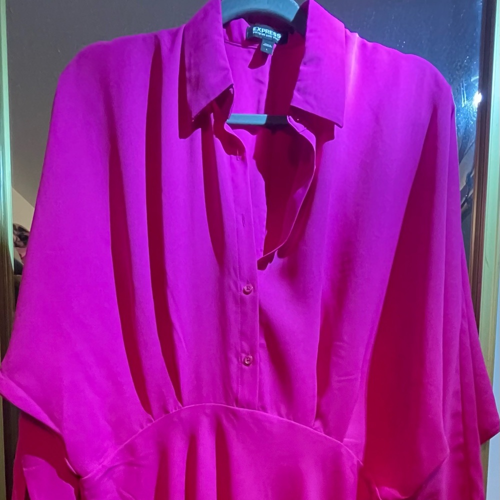 Hot pink Express Shirt Dress